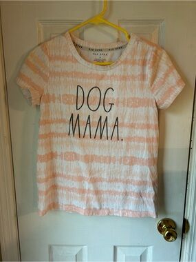 Rae Dunn Dog Mama Tee in Light Pink and White Tie-Dye